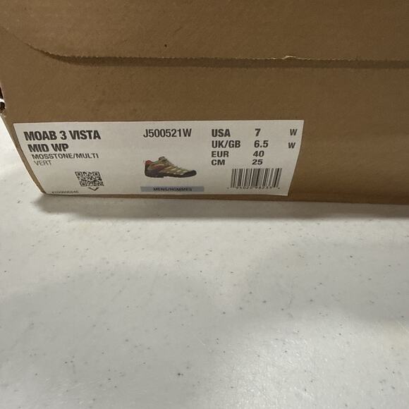 Merrell Mens Moab 3 Vista Mid Waterproof Suede Hiking Boot Mosstone - 7 Wide - Picture 4 of 9